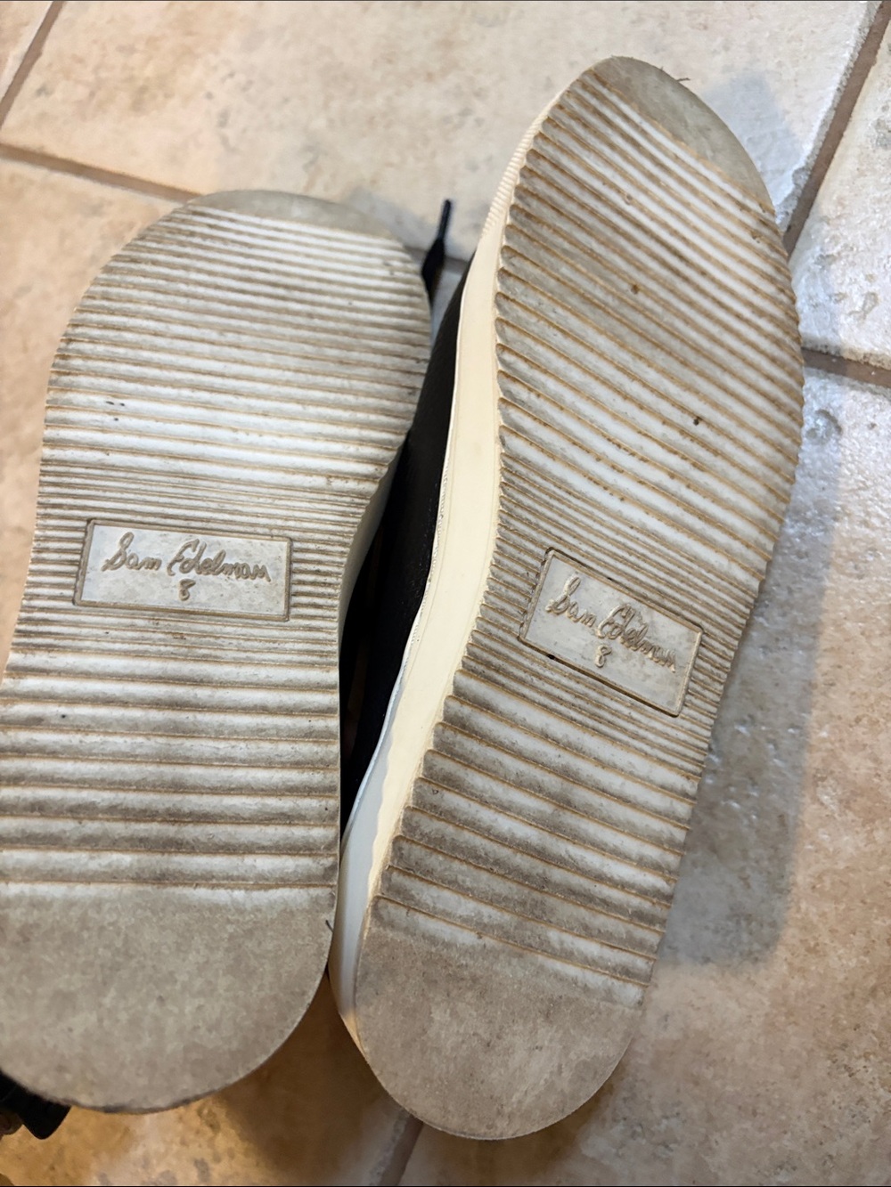 Sam Edelman Black Leather Sneakers with White Platform - Picture 3 of 5